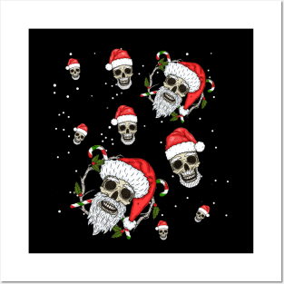 Santa Merry Christmas Skull Posters and Art